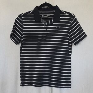 Under Armour Black and White Striped Polo Shirt